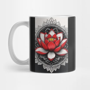 Red Lotus Flower Mandala Mug